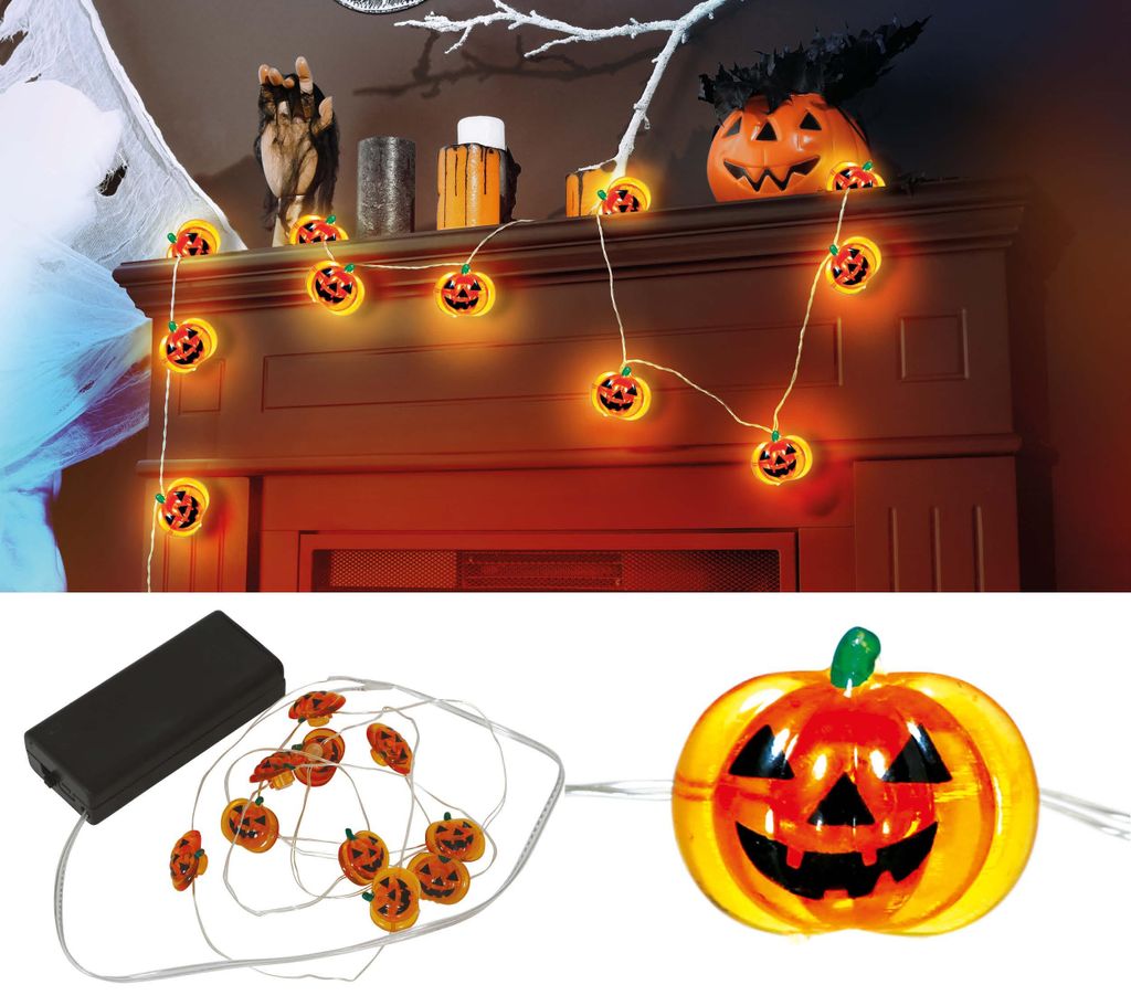 Halloween spinnenketting, decoratie, werkt op batterijen. Productafbeelding 