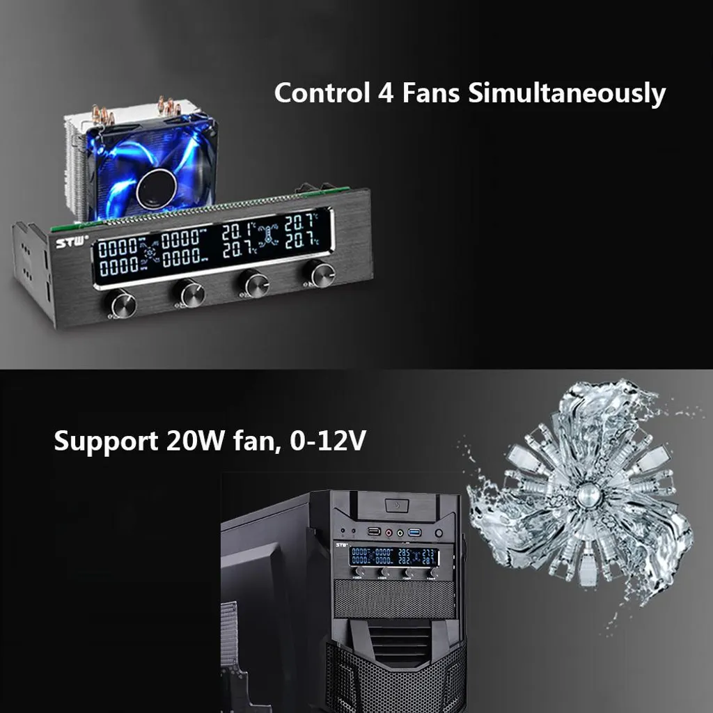 Rhéobus PC 4 Canaux avec Écran LCD pour Contrôle Ventilateur CPU