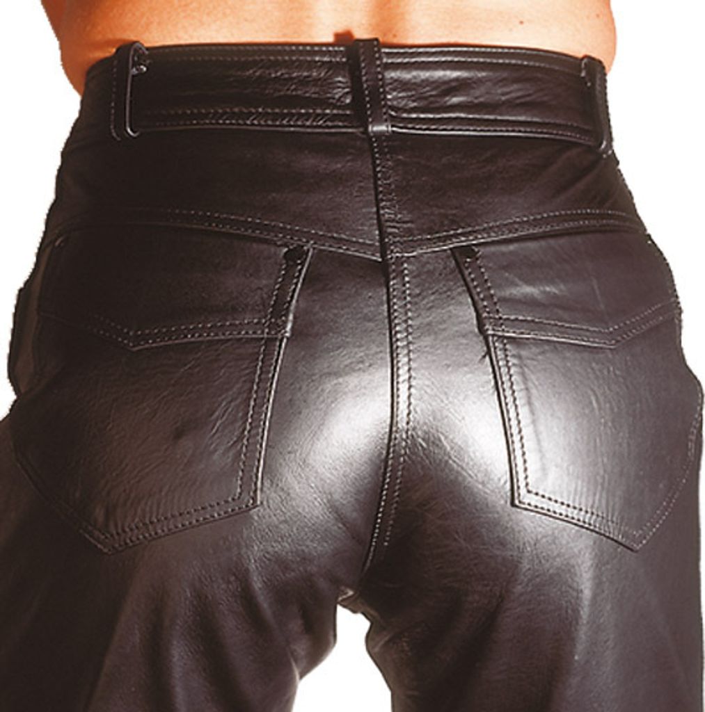 RO2 - Schwarze, klassische Lederjeans mit Taschen für Protektoren Roleff Größe: 42,