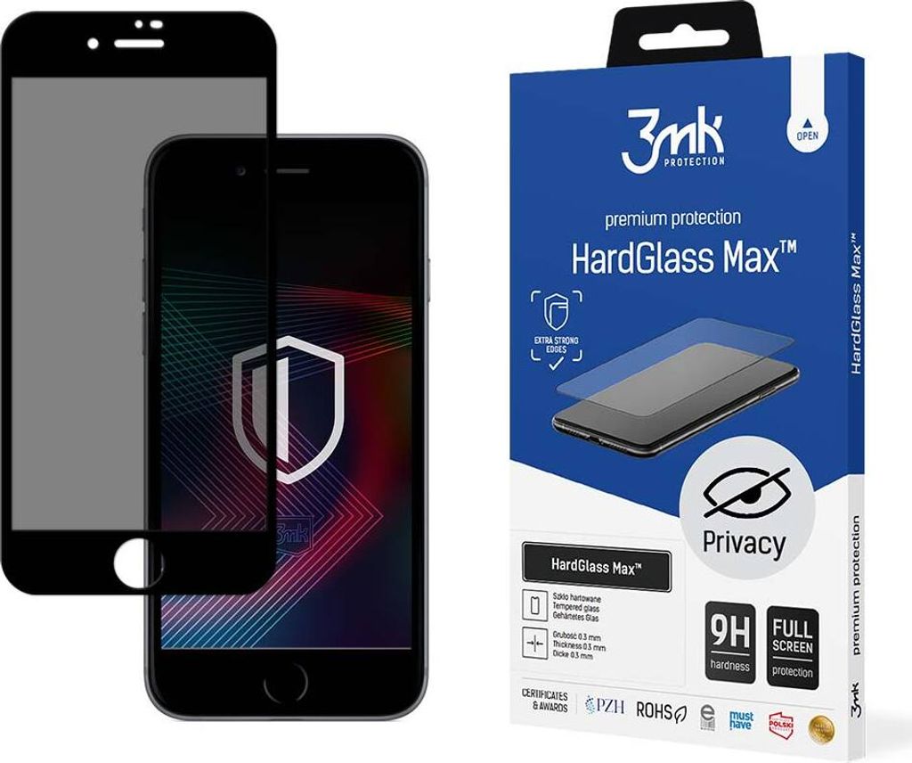3mk Display Gehärtetes Glas HardGlass Max Privacy für Apple iPhone 8 0,3mm 9H