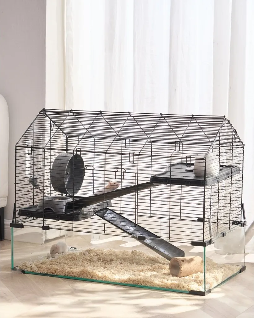 Cage hamsters XL 75cm avec bac profond pour creuser et s'amuser