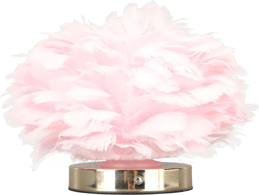 Lampe de Table Plume Rose USB-C avec Variation Tactile pour Chambre Chic