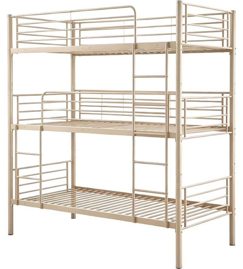 Lit superposé en métal triple "HAVIN" - 90 x 190 cm - Gris Image du produit 