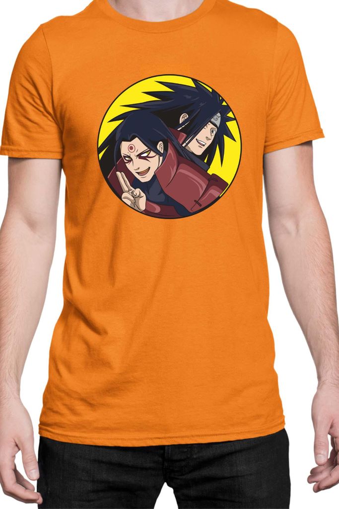 Herren T-Shirt Naruto Madara Vs Hashirama, Man M / Orange