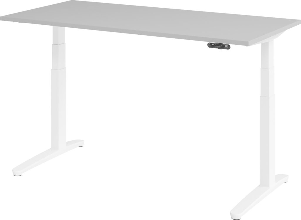 bümö Schreibtisch elektrisch XBHM - Größe: 160 x 80 cm, Nachbildung: Grau, Gestell: Weiß