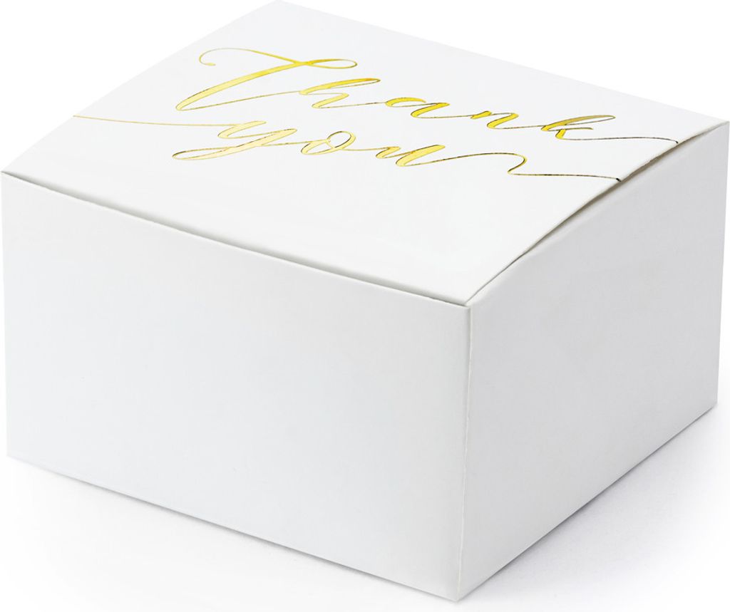Geschenkbox für Gastgeschenke Thank you 10er Set weiß / gold