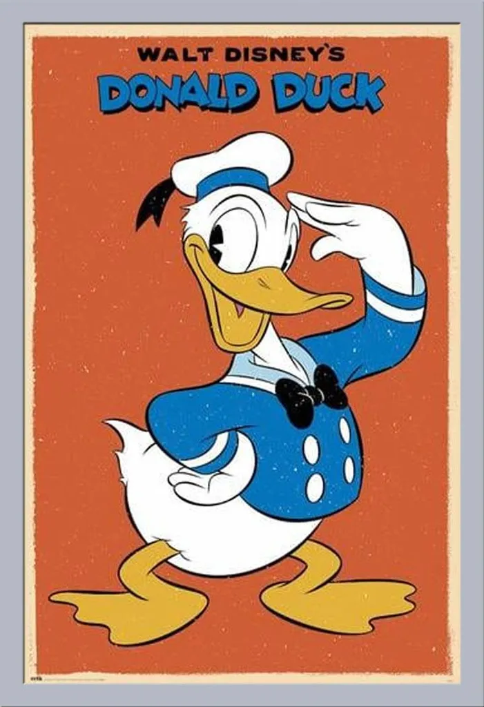 Poster Paperino Disney + Cornice Shinsuke Argento MDF - Edizione Maxi