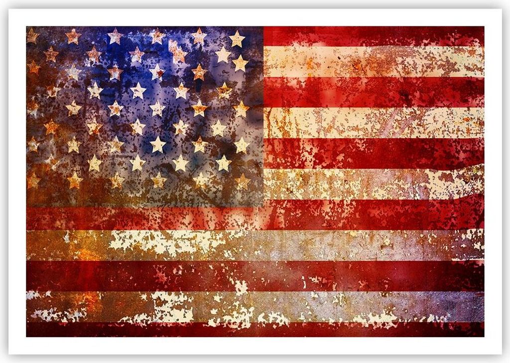 Poster - Poster ohne Rahmen - Amerika Flagge national patriotisch - 100x70 cm - Wand Bild - Wanddeko - Wandbilder - Kunstposter - Wandposter - Bild...