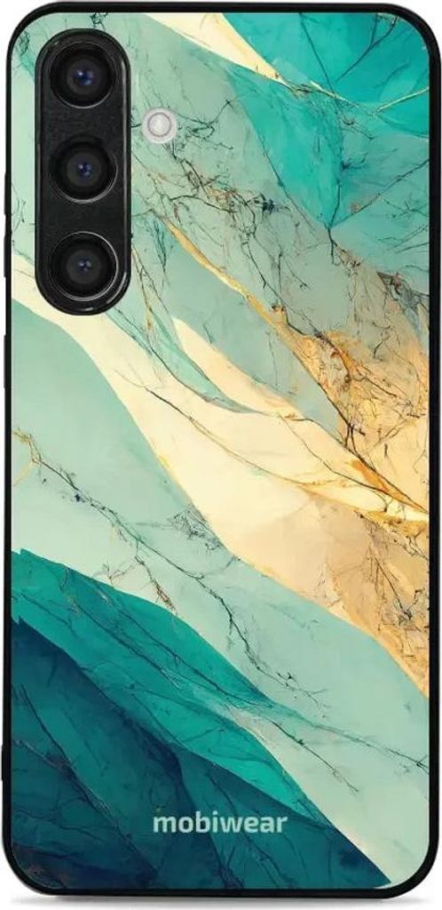 Handyhülle für Galaxy S24 Plus, Mobiwear Glossy Case, Türkis-Marmor