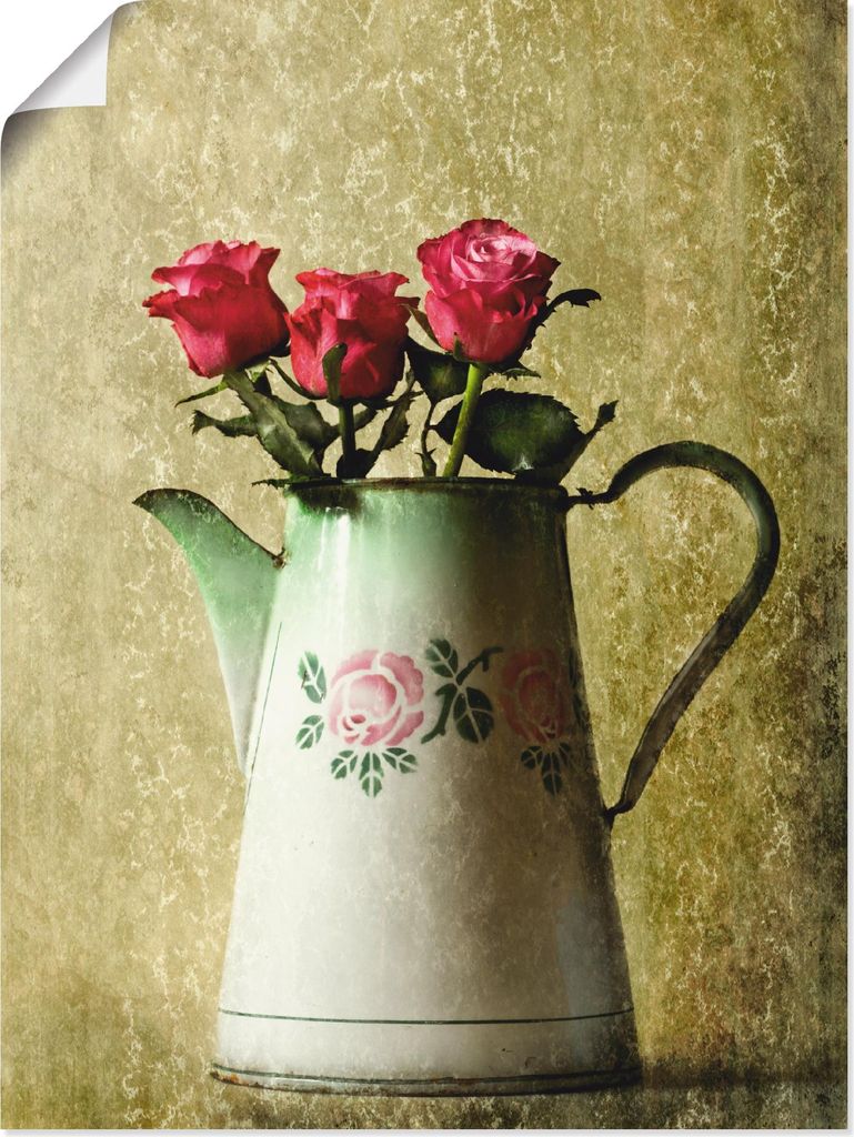 ARTland Poster Drei Rosen in einer alten Kanne Größe: 30x40 cm