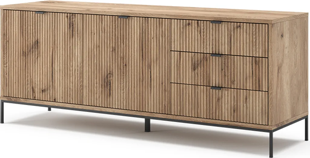 Vicco Eliza Buffet bas Chêne Viking 150x60cm Modèle 49467 avec 3 tiroirs