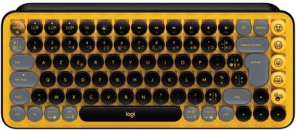 Logitech POP Keys, Mini, Kabellos, Bluetooth, Mechanischer Switch, AZERTY, Schwarz, Grau, Gelb