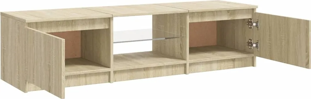 Meuble TV LED en Chêne Sonoma 140 cm - Support Multimédia Style Moderne