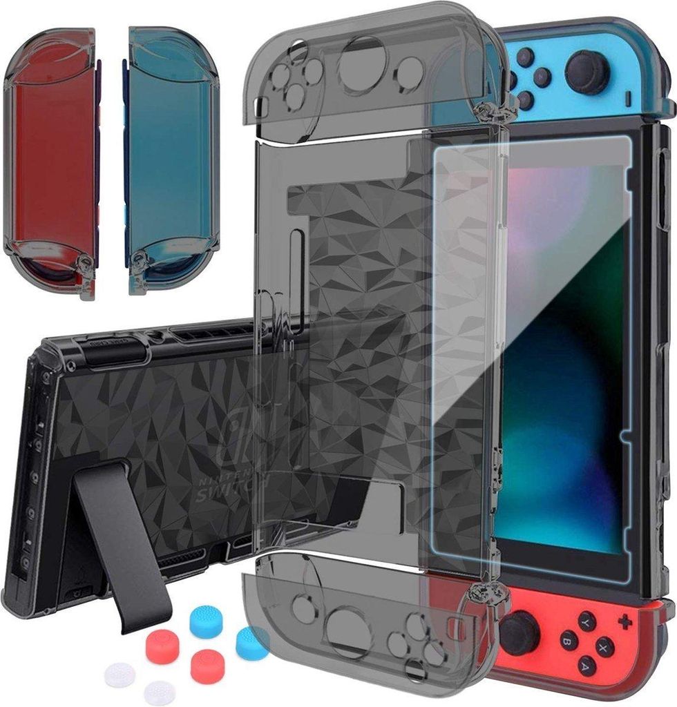 Nintendo Switch Schutz-Case Set – Dockbar, Joy-Con, Glas-Protector, Thumb Caps
