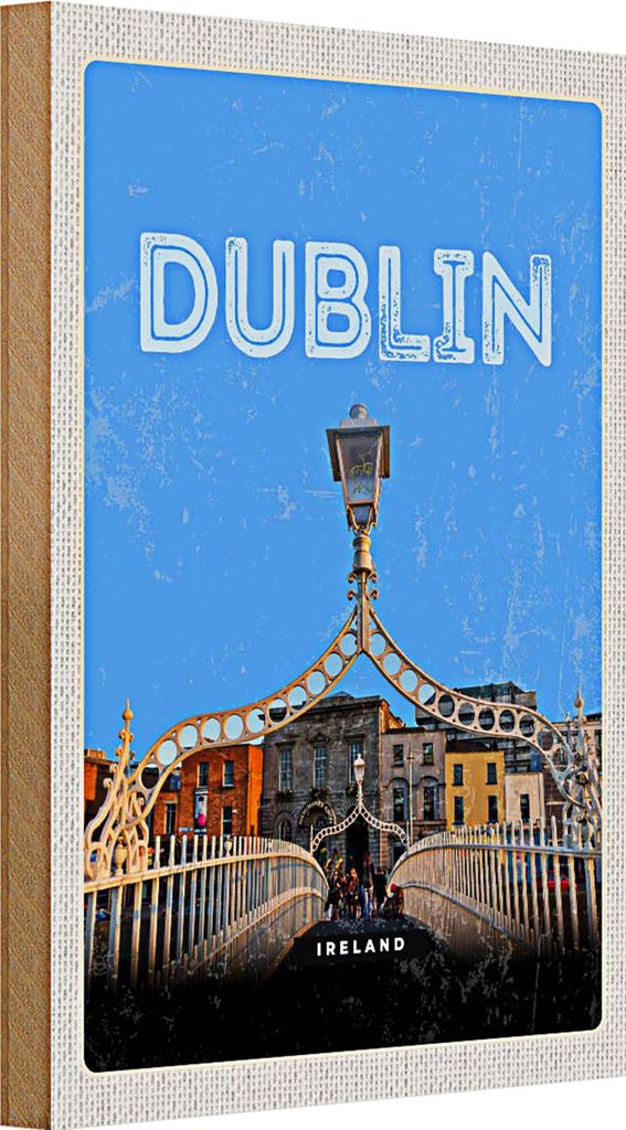 Holzschild Reise 20x30cm Retro Dublin Ireland Reiseziel