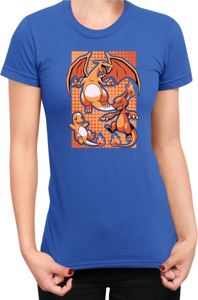 Damen T-Shirt Japan Manga Anime Comics Pokemon 020, Lady XL / Blau