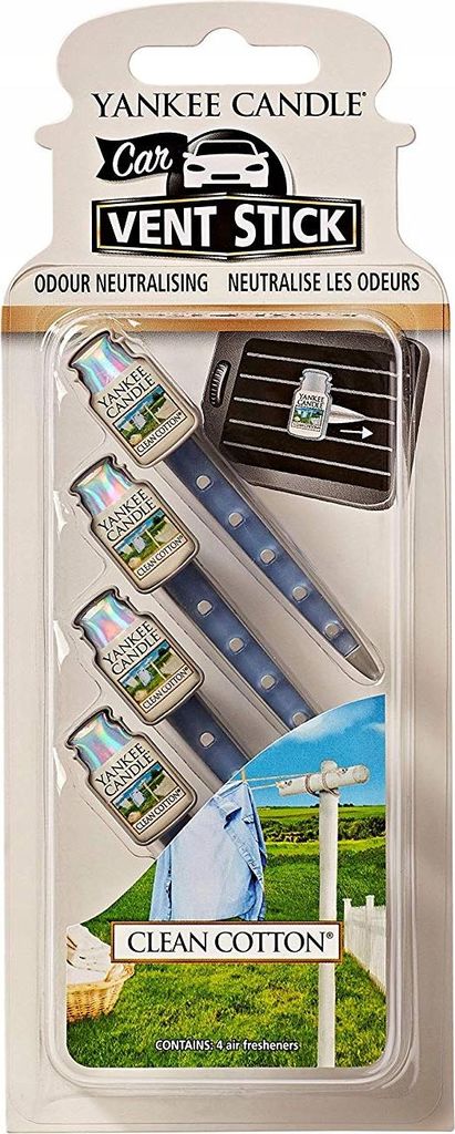 Yankee Candle Car Vent Stick Clean Cotone 28 g Immagine del prodotto 