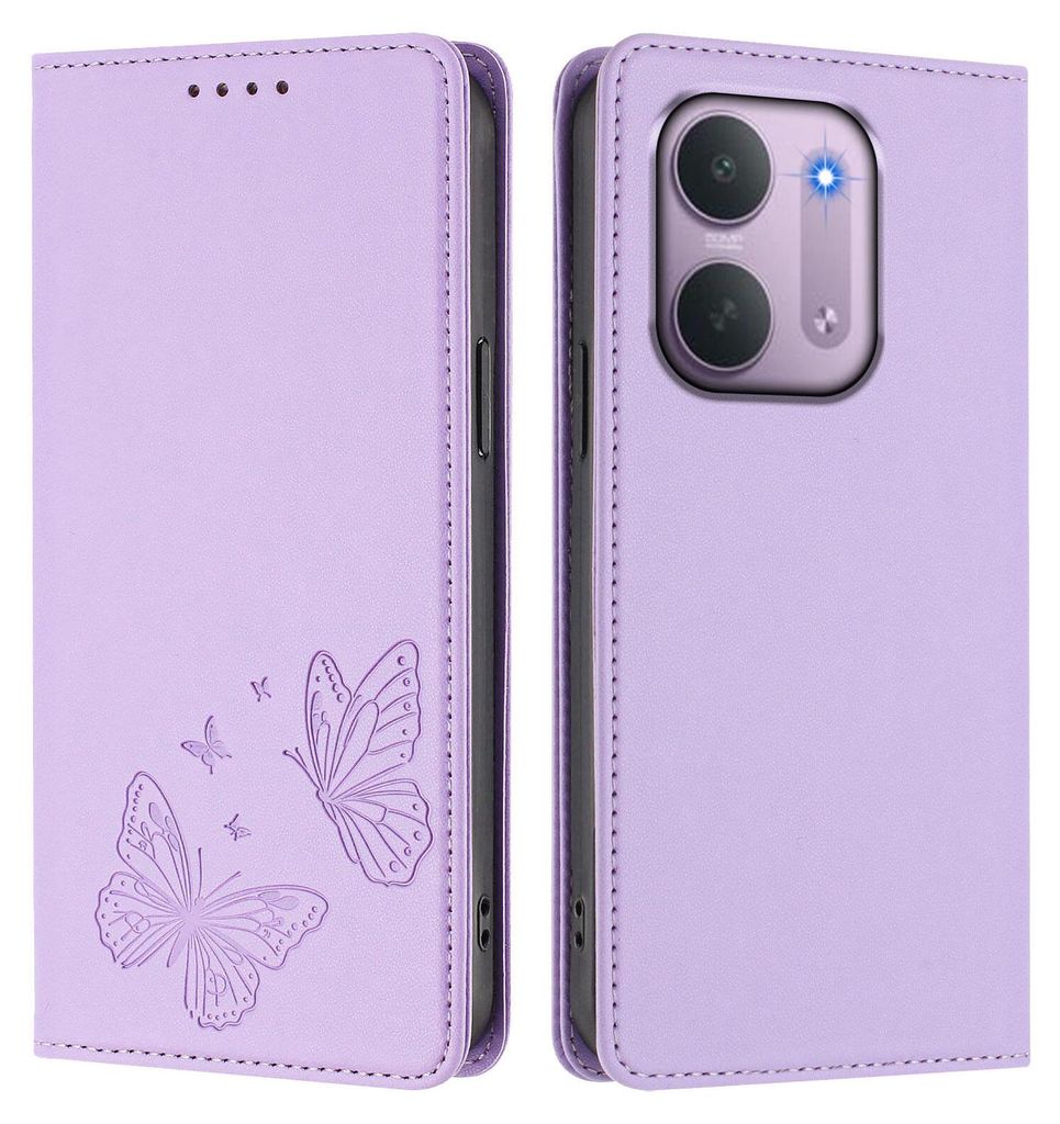 Étui en cuir pour Xiaomi Redmi 17C 5G, avec motif papillon, Image du produit 