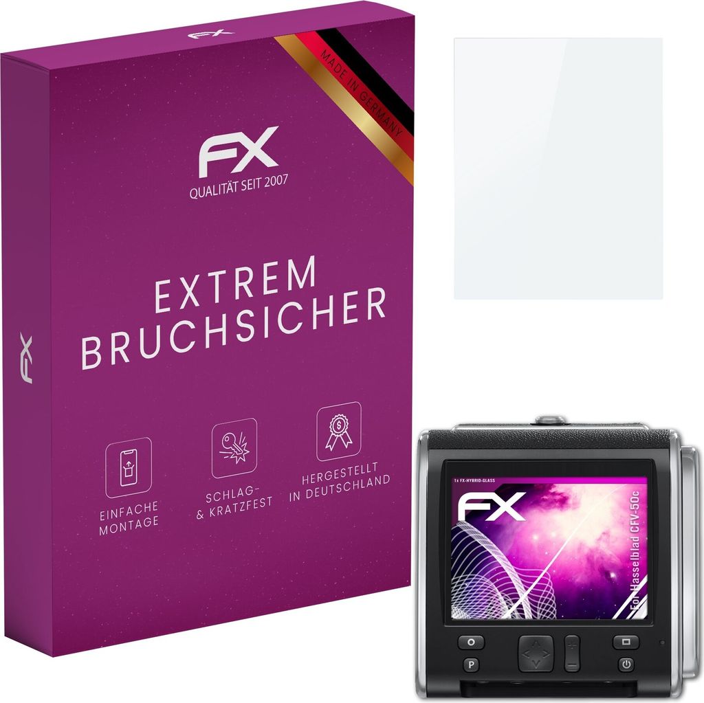 atFoliX FX-Hybrid-Glass Displayfolie kompatibel mit Hasselblad CFV-50c Glasfolie