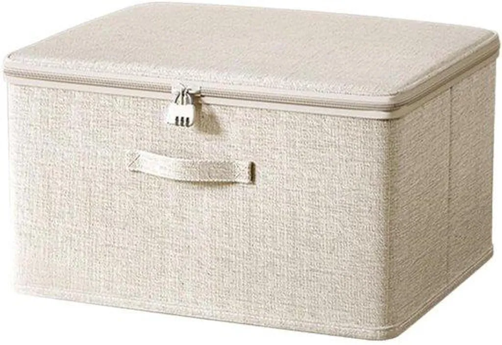 Coffre de rangement en tissu avec couvercle souple - Format 40x30x21 cm