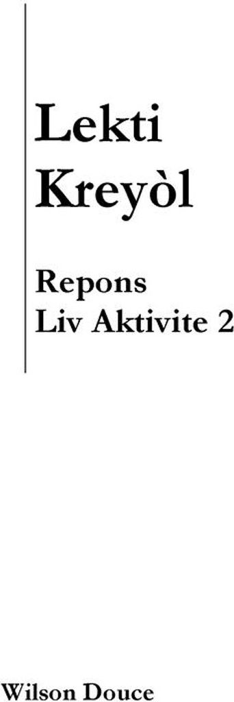 Lekti Kreyòl Repons Liv Aktivite 2
