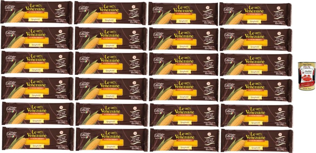 Le Veneziane Pasta di Mais Spaghetti, senza glutine,100% italienische Maisnudeln, glutenfrei. gluten free 24x 250g + Italian Gourmet polpa 400g