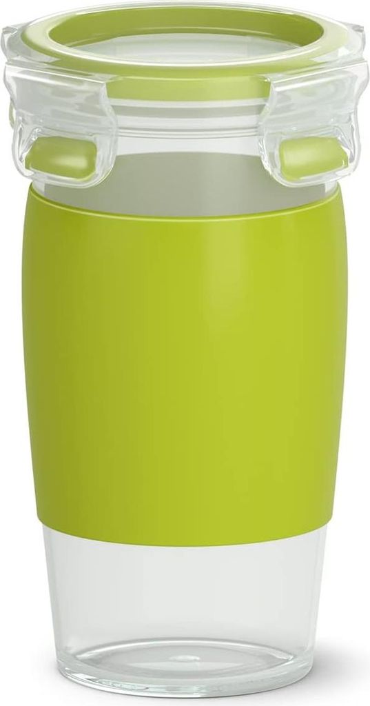 Smoothie Becher 450 ml - Transparent und Hellgrün - Perfekt für unterwegs