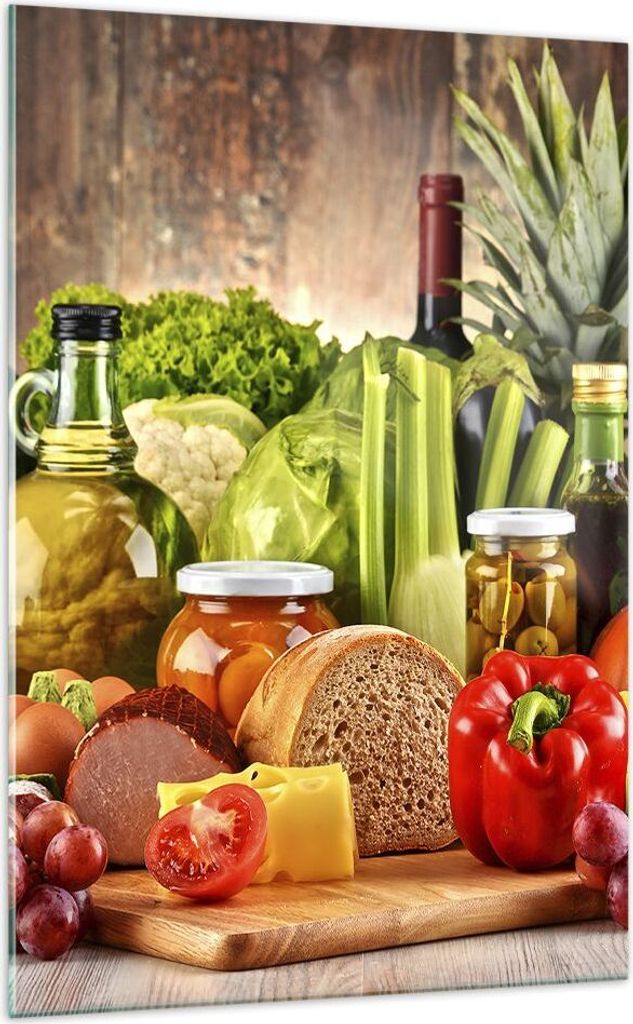 Bilder auf glas - Einteilig - Lebensmittel Gemüse Brokkoli Fleisch - 70x100cm - Glasbilder - Wandbilder - Bilder - Wanddekoration aus Glas - Glas ...