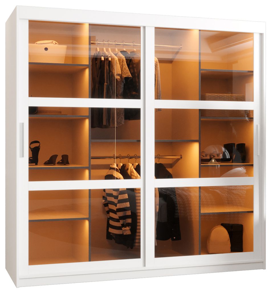 Kleiderschrank KATIE 3 – 180 cm, weiß/silber Produktbild 