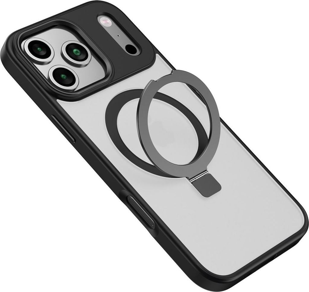INF Schwarze magnetische Ständerhülle für iPhone 17 – Stoßfest, Anti-Fingerabdruck