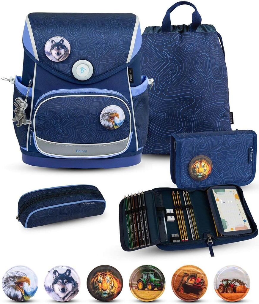 Belmil Compact Plus Premium Schulranzen Set 5-teilig "Topographic"