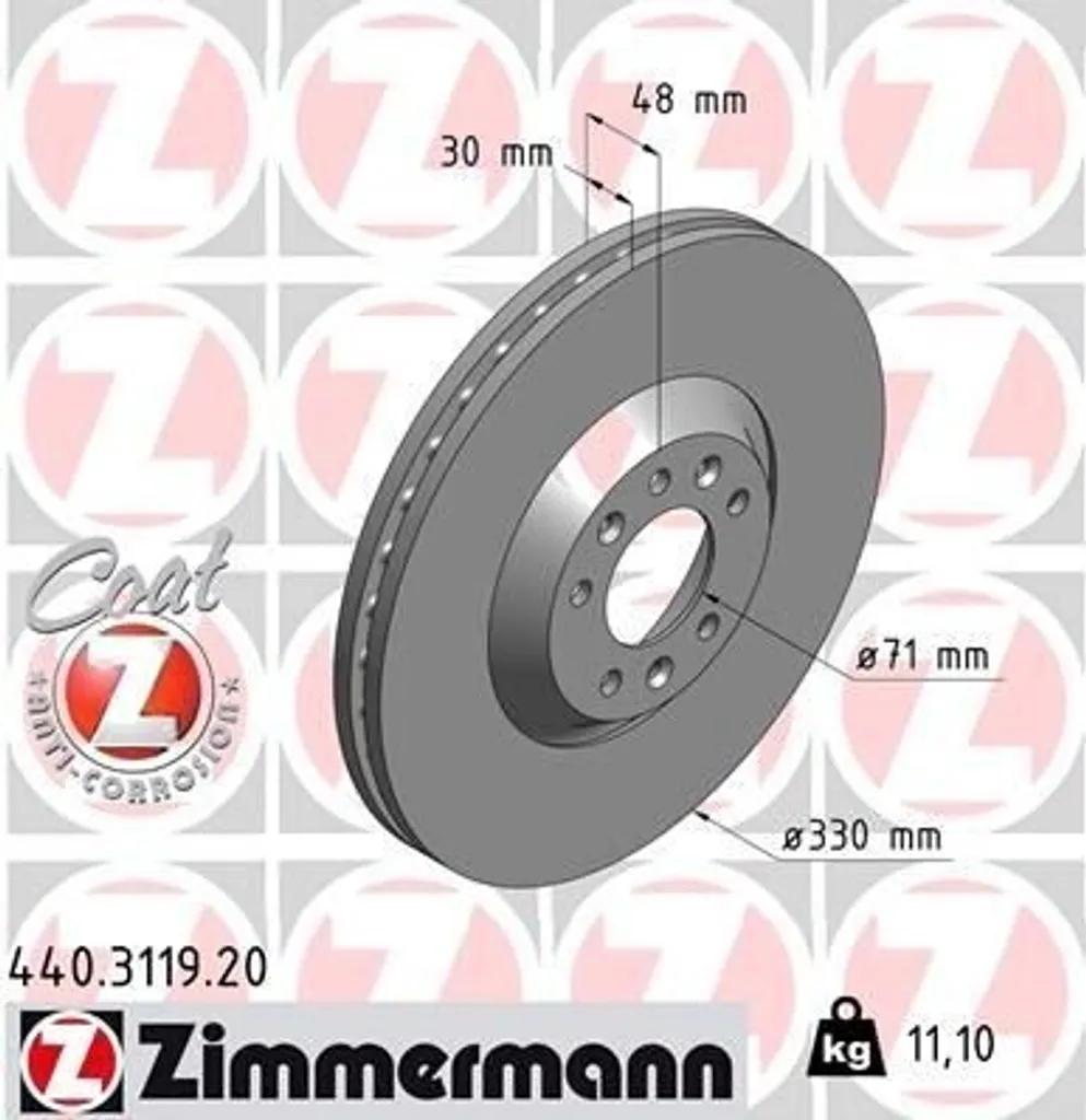 Disque de frein anti-vibration Zimmermann pour Citroën C6 et 607
