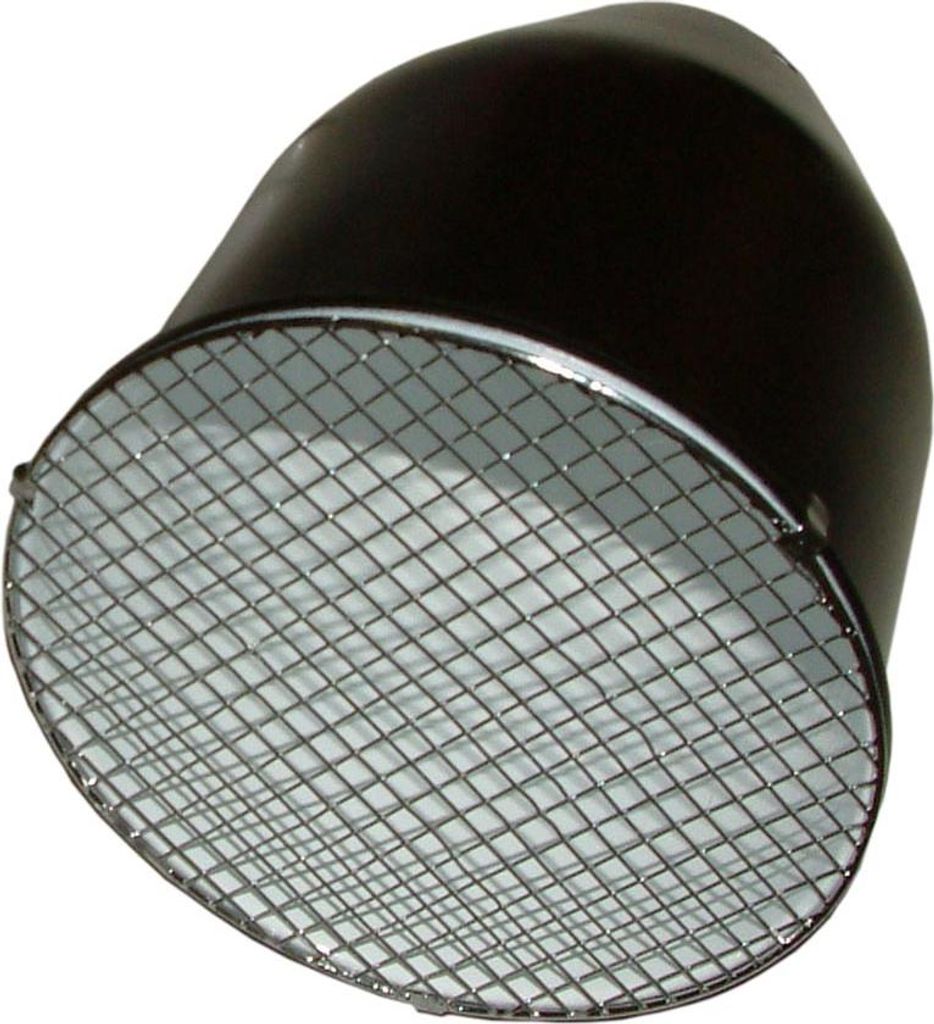 A black reflector set with a metal grid on a white background.