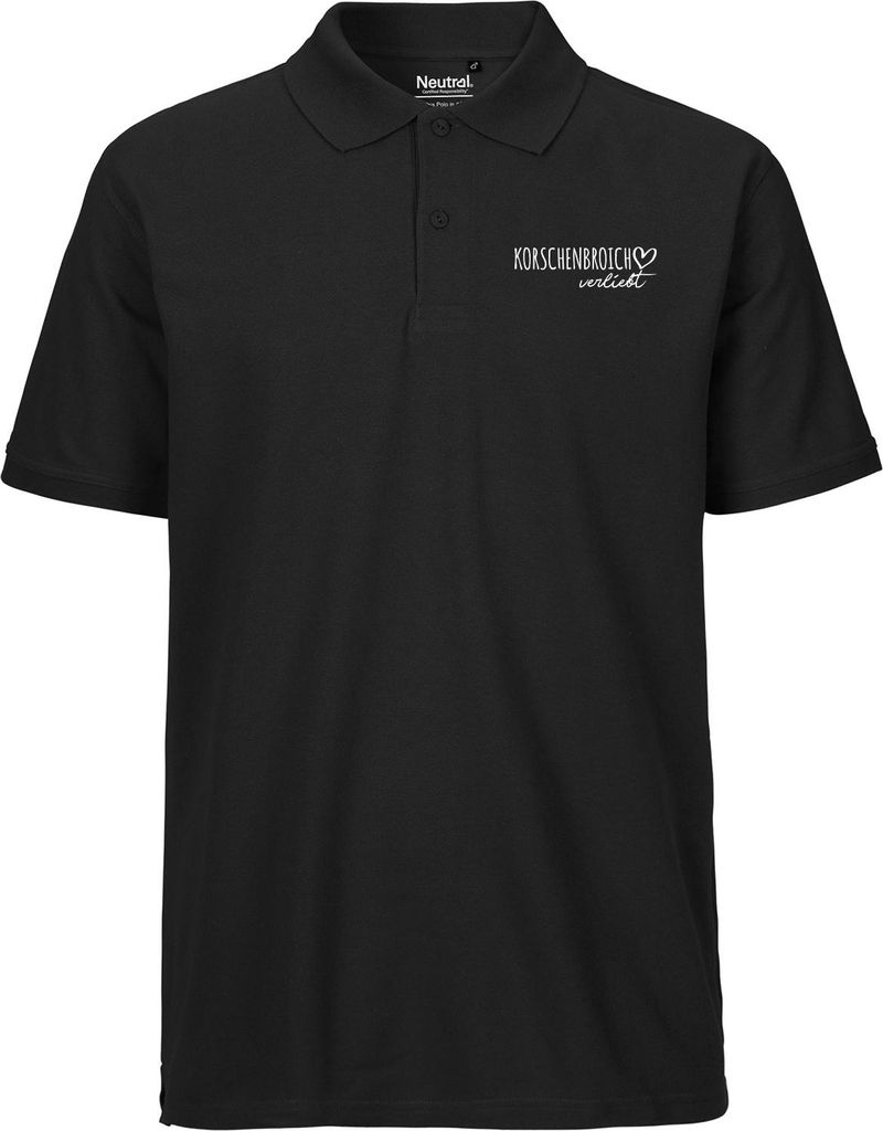 Huuraa Herren Polo Shirt Korschenbroich verliebt XL Black Bio Baumwolle Fairtrade Poloshirt Geschenkidee