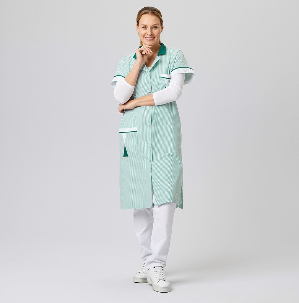 Damen-Kurzmantel, kurzarm, grün gestreift, Gr. M : 65% Produktbild 