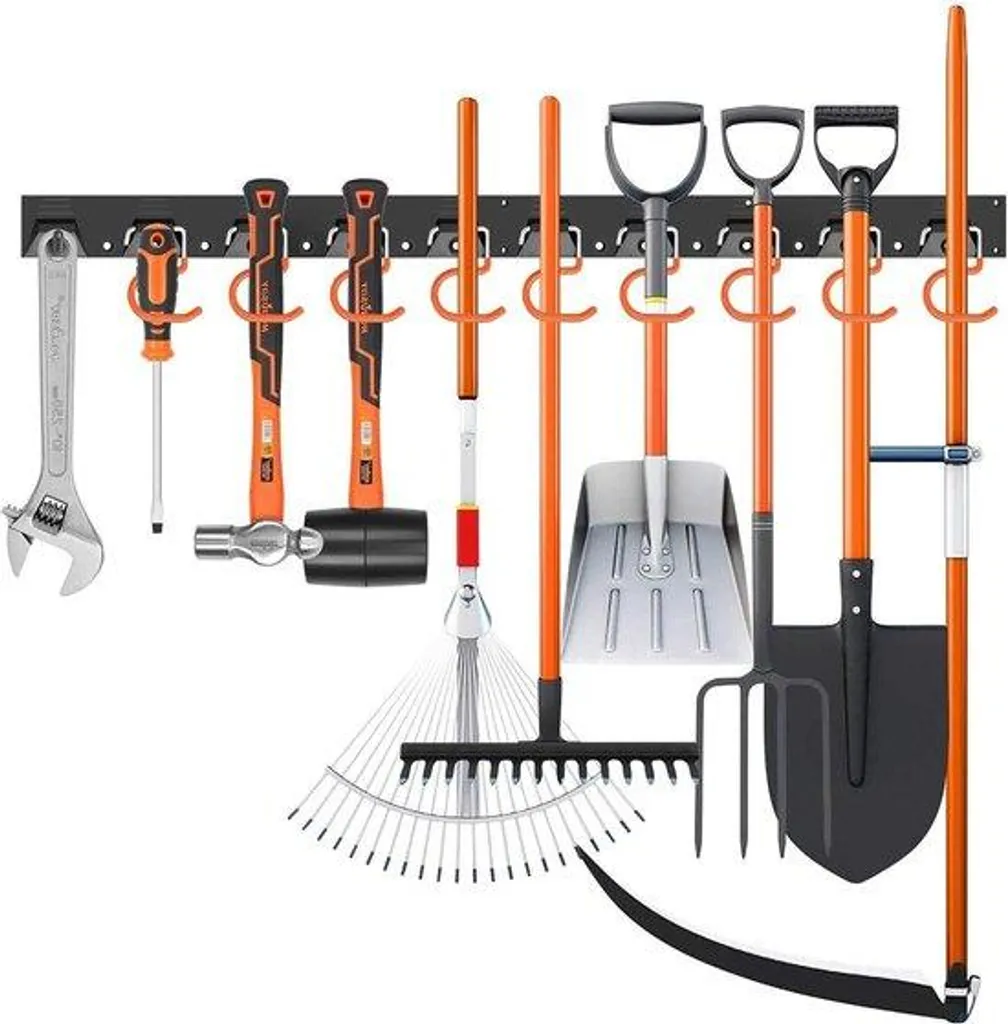 Système de rangement mural 162 cm pour balais et outils de jardinage