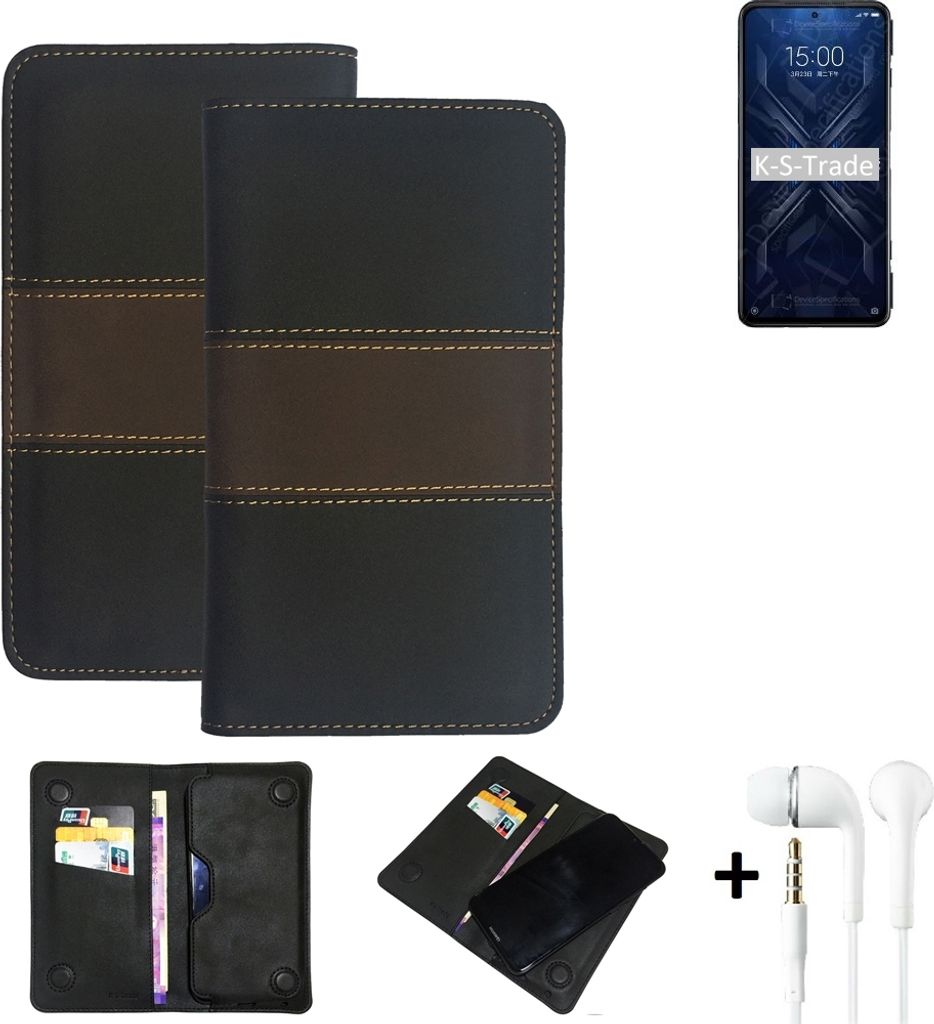 K-S-Trade Handyhülle + Kopfhörer kompatibel mit Xiaomi Black Shark 4 Pro Schutzhülle Walletcase Bookstyle Tasche Schutz Case Hülle Wallet Cover