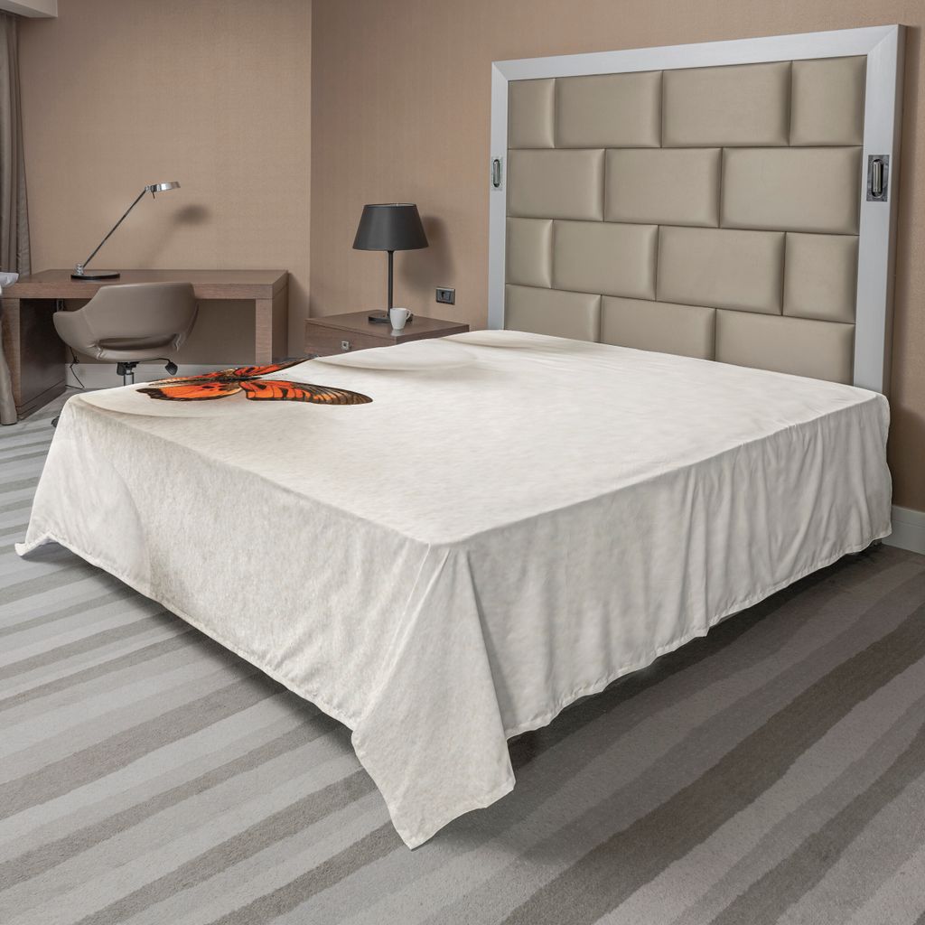 ABAKUHAUS Spa Bettlaken, Plain Pattern Mit Schmetterling Und Rocks Wellness Purity Healing Serenity Bohemian, weiches bequemes oberes Bettlaken fü...