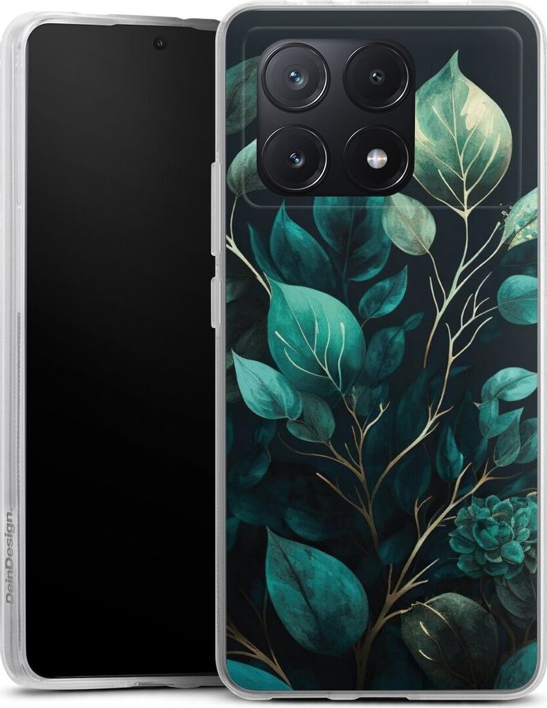 DeinDesign Handyhülle für Xiaomi Poco X6 Pro Silikon Hülle Case Smartphone Schutzhülle Blätter schwarz Eukalyptus