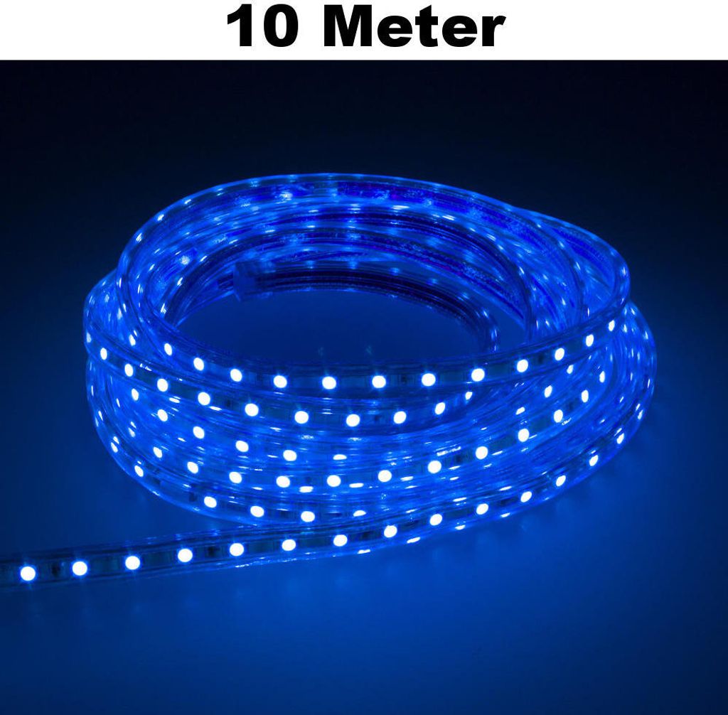 Leuchtstreifen SMD2835 60 LED/Meter LED Strip Stripe Lichtleiste Lichterkette Lichtband Lichtstreifen Band Blau 10 Meter Länge Komplett Set