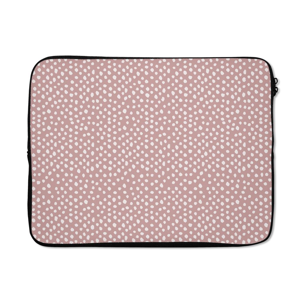 MuchoWow Laptop Hülle 15 Zoll Rosa - Punkte - Weiß - Muster Laptoptasche - Laptoptasche - Sleeve - Rundum-Schutz - Coole Schulsachen für Teenager