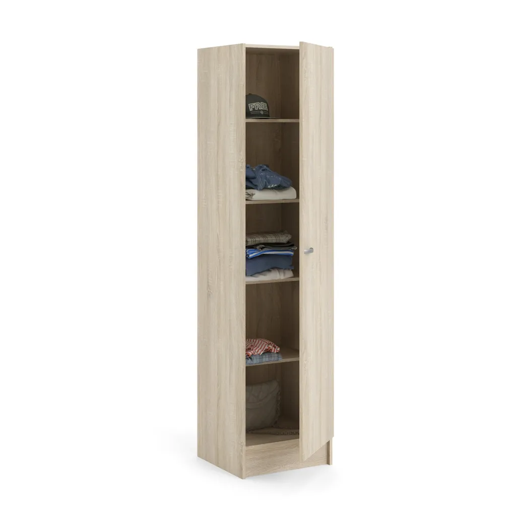 Fox Armoire 1 Porte en Chêne Structuré - Penderie Compacte Design Fox - 18