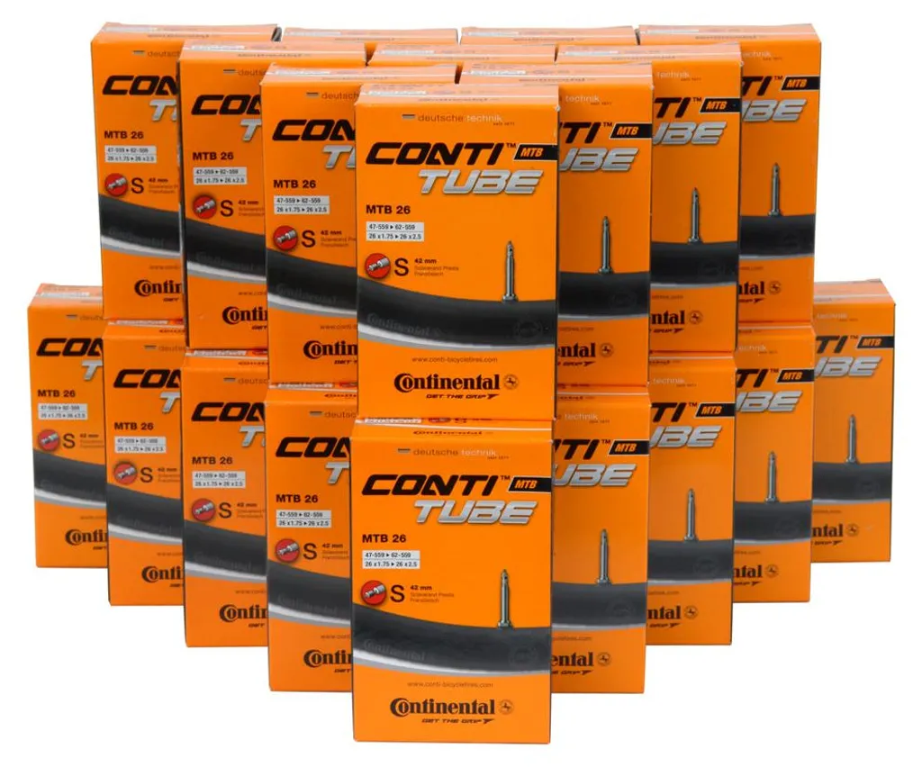 Lot de 25 chambres à air VTT 26 pouces Continental avec valve Presta