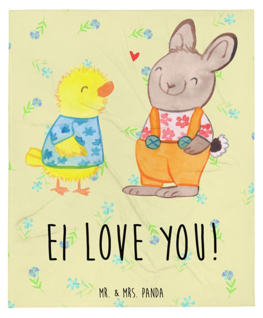 Mr. & Mrs. Panda Tagesdecke Ostern Freundschaft - Blumig - Geschenk, Schlafdecke, Kuscheldecke, Frühling, Plaid, Osterhase, Sofaüberwurf, Ostergr...