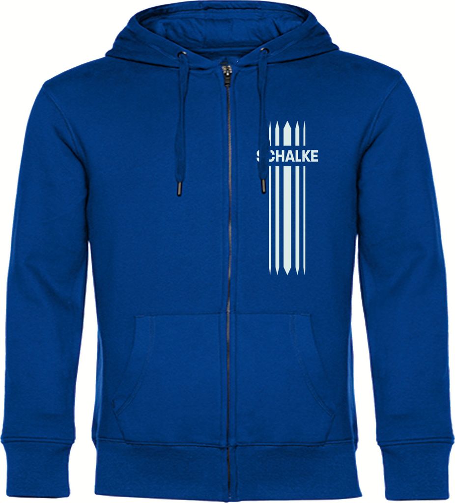 multifanshop Kapuzen Sweatshirt Jacke - Schalke - Streifen, blau, Größe L