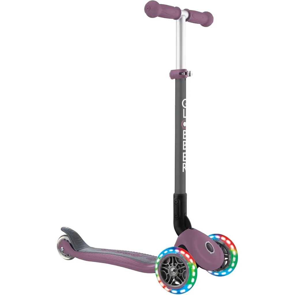 Trottinette Stable et Pliable Globber Primo Lumières Prune sans Encombre