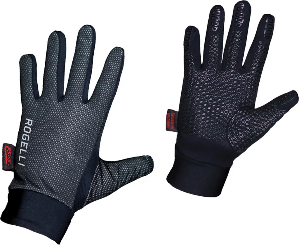 Gants de vélo coupe-vent Rogelli Laval noirs pour cyclisme sur route