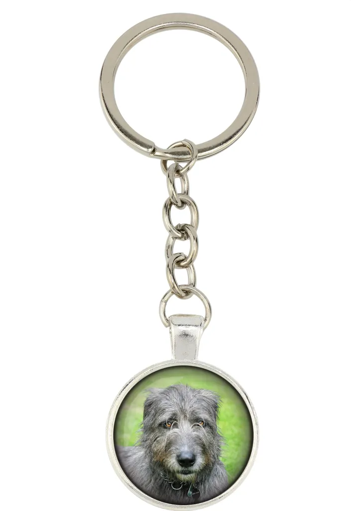 Regalo Esclusivo Irish Wolfhound: Portachiavi Art-Dog Argentato