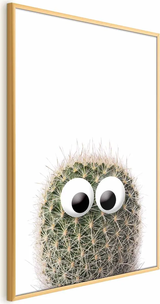 Poster Cactus con Occhi 60x90 cm - Cornice Oro Design Moderno