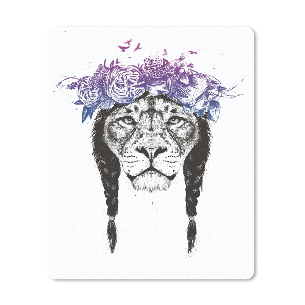 MuchoWow Mauspad Mousepad Löwe - Haare - Blumen - Natur 30x40 cm - Mousepads - Maus Mat - Pad - Mausunterlage - Mausmatten